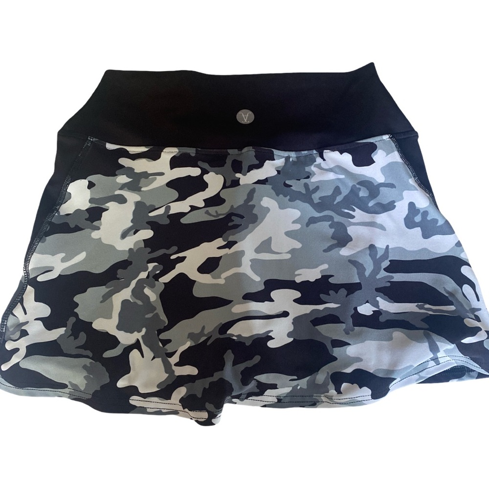 Faye Florie Gray  Black Camo Athletic Skort - S gray black , polyester spandex